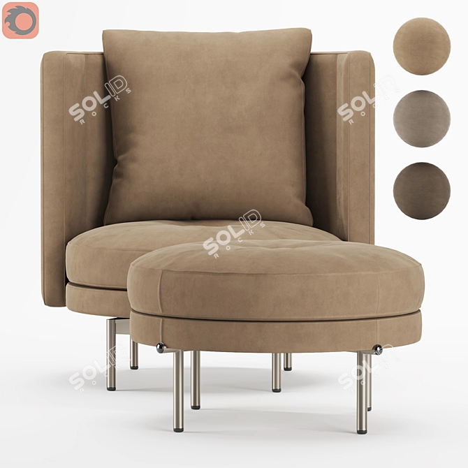 Svelte Suede Armchair: Minotti Torii 3D model image 1