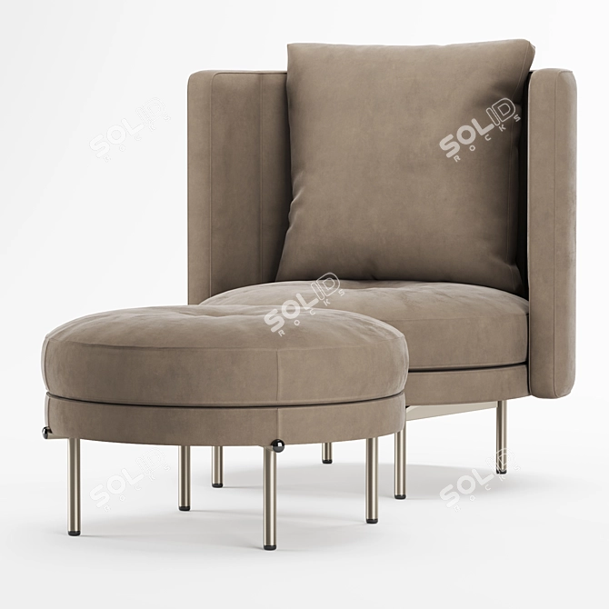 Svelte Suede Armchair: Minotti Torii 3D model image 2