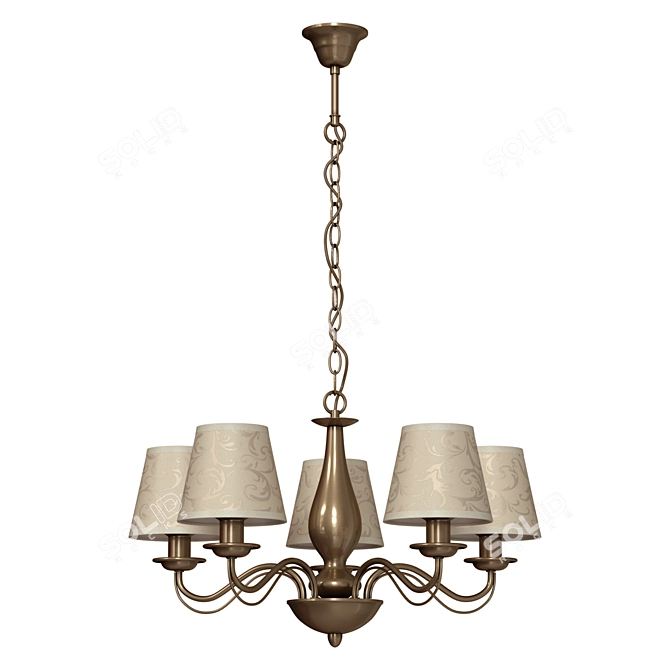 Classic Metal Chandelier with Fabric Shade 3D model image 1