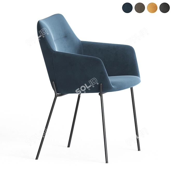Quinn Velvet Dining Chairs 3D model image 3
