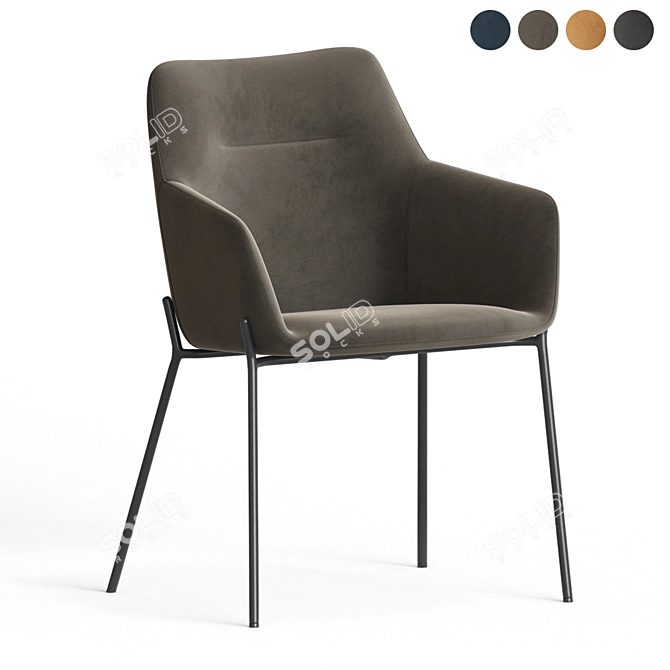 Quinn Velvet Dining Chairs 3D model image 4