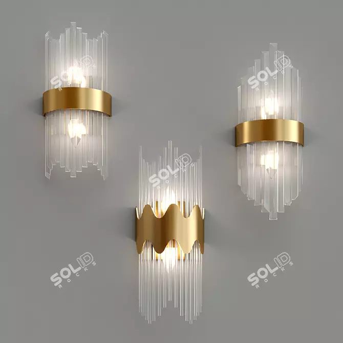 Golden Glow Crystal Wall Lamp 3D model image 1