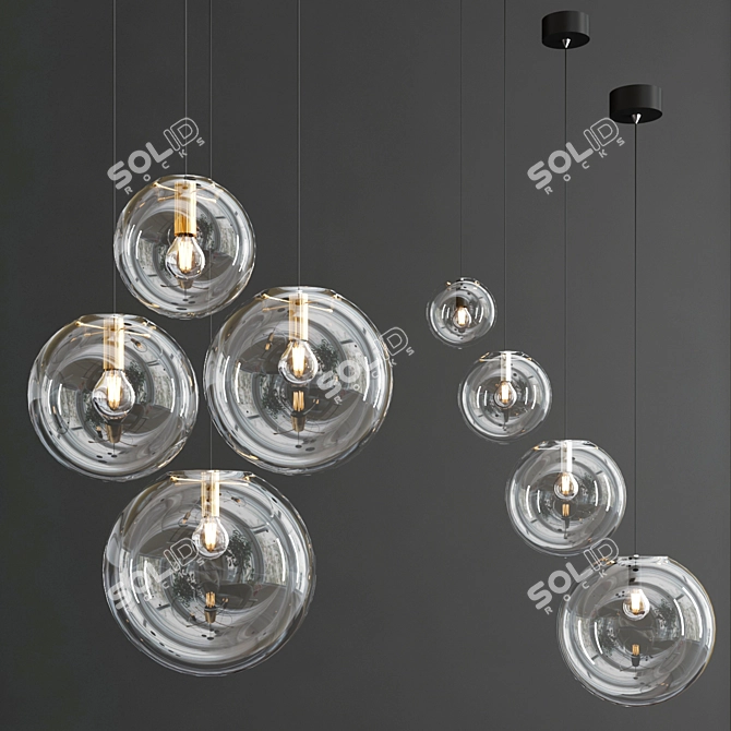 Globe Pendant Light with Glass and Metal Construction 3D model image 1