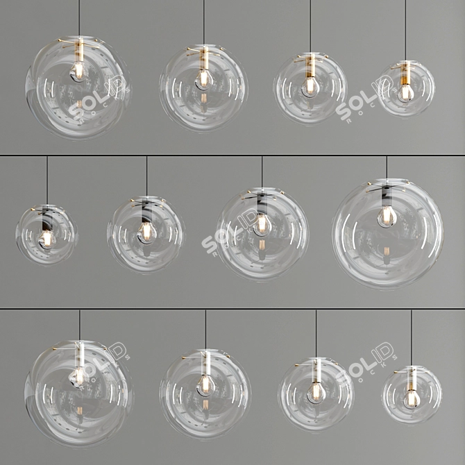 Globe Pendant Light with Glass and Metal Construction 3D model image 2