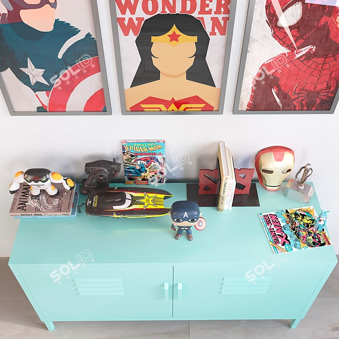 Superhero Kids Room Decor Set 3D model image 1