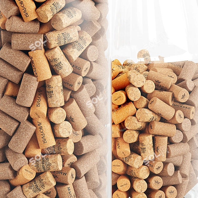 Wine Corks Illuminated Vase Decor 3D model image 2