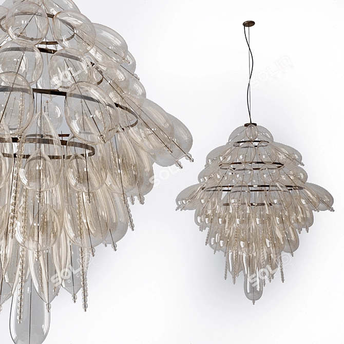 Elegant Grapeflut Chandelier 3D model image 1