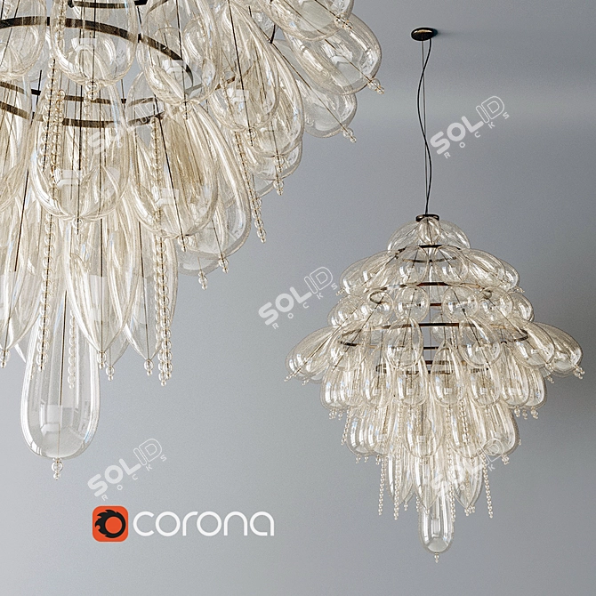 Elegant Grapeflut Chandelier 3D model image 2