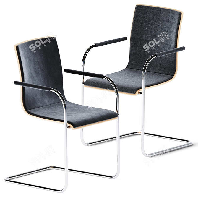 Sleek Cantilever Chair by Thonet 3D model image 2