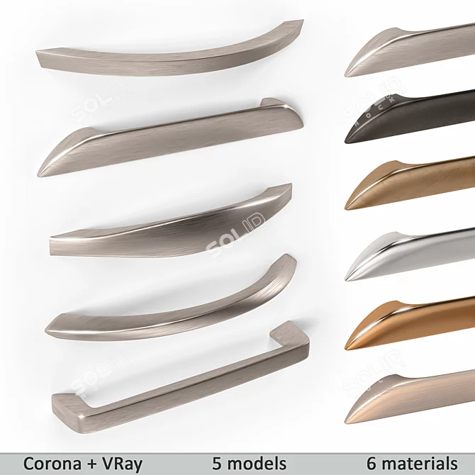 Variety of Material Furniture Handles Set 3D model image 1