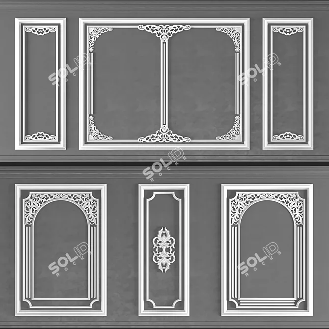 Elegant White Decorative Frame 3D model image 2