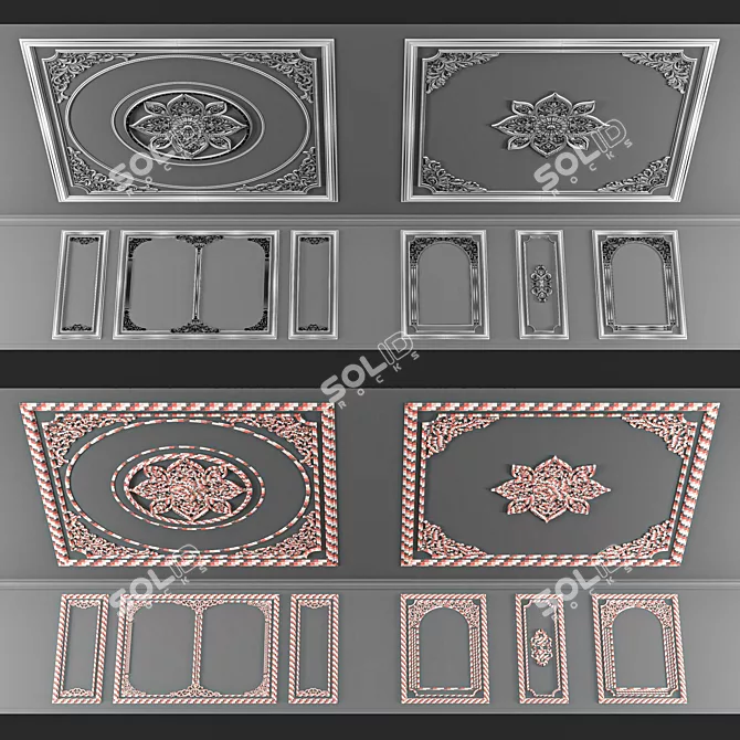 Elegant White Decorative Frame 3D model image 5