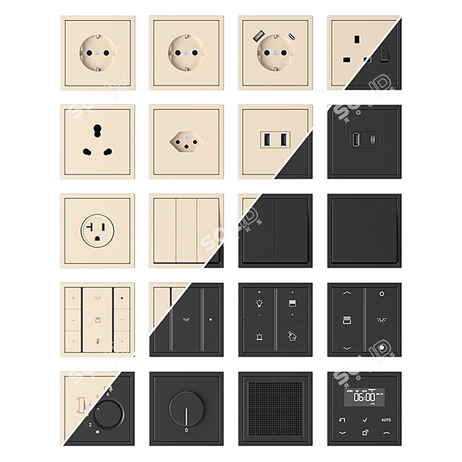 Jung LS 990: Sleek Switches & Sockets 3D model image 2