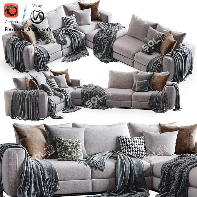 Asolo Sectional Sofa: Ultimate Comfort & Style 3D model image 1