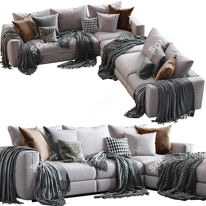 Asolo Sectional Sofa: Ultimate Comfort & Style 3D model image 2