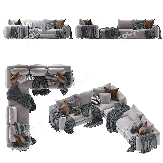 Asolo Sectional Sofa: Ultimate Comfort & Style 3D model image 4