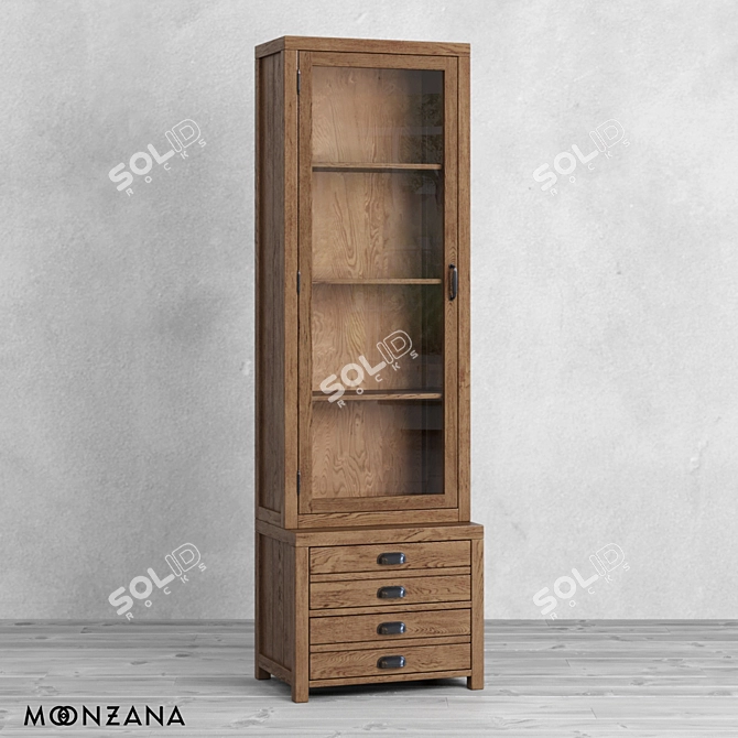 OM Printmaker Sideboard 190x58x40: Solid Oak and Plywood, Russia 3D model image 1