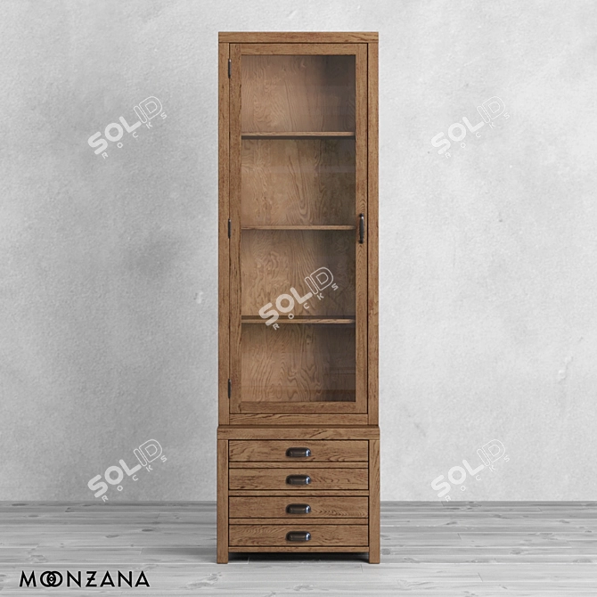 OM Printmaker Sideboard 190x58x40: Solid Oak and Plywood, Russia 3D model image 2