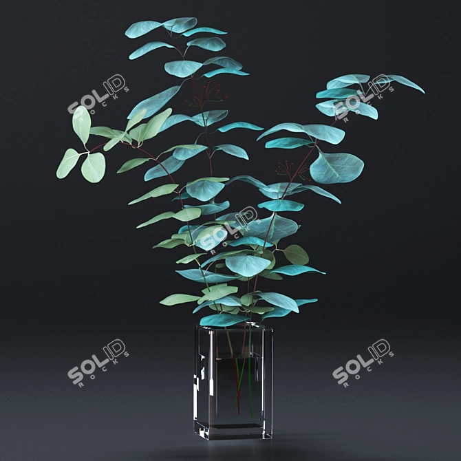 Elegant Eucalyptus Vase Bouquet 3D model image 3