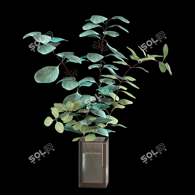 Elegant Eucalyptus Vase Bouquet 3D model image 6