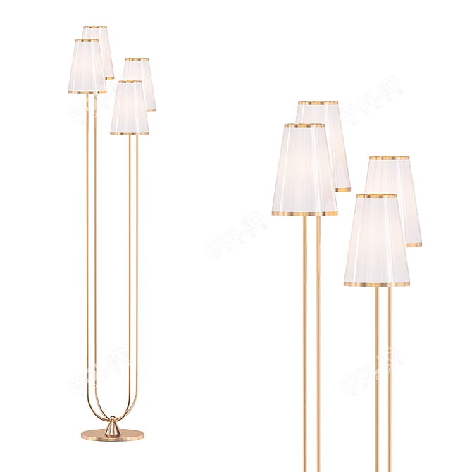 Golden Textile Floor Lamp 3D model image 1