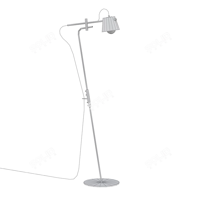 Industrial Floor Lamp with Brass Accents 3D model image 2