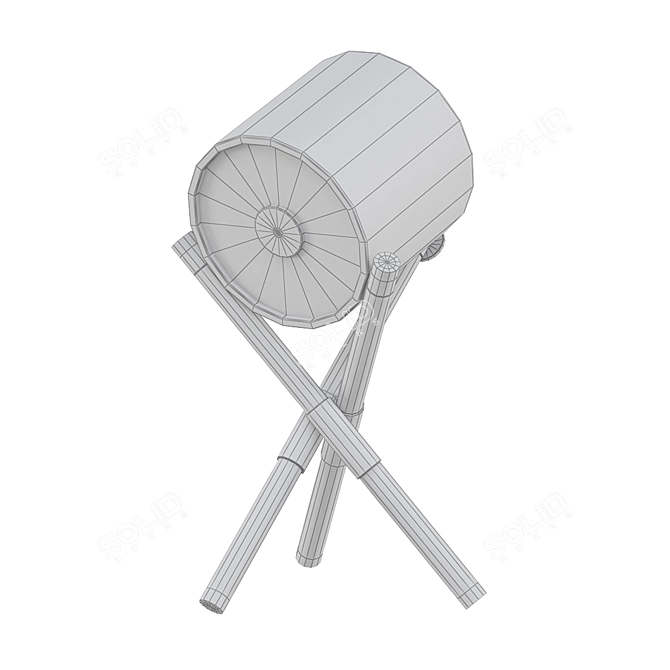 Scandinavian Style Wooden Tripod Lamp 3D model image 2