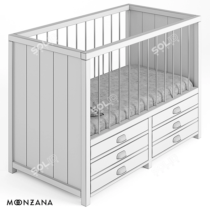 Printmaker Oak Baby Bed: Elegant and Durable 3D model image 4