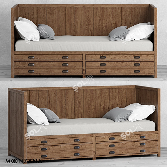 Printmaker Oak Couch - Moonzana 3D model image 1