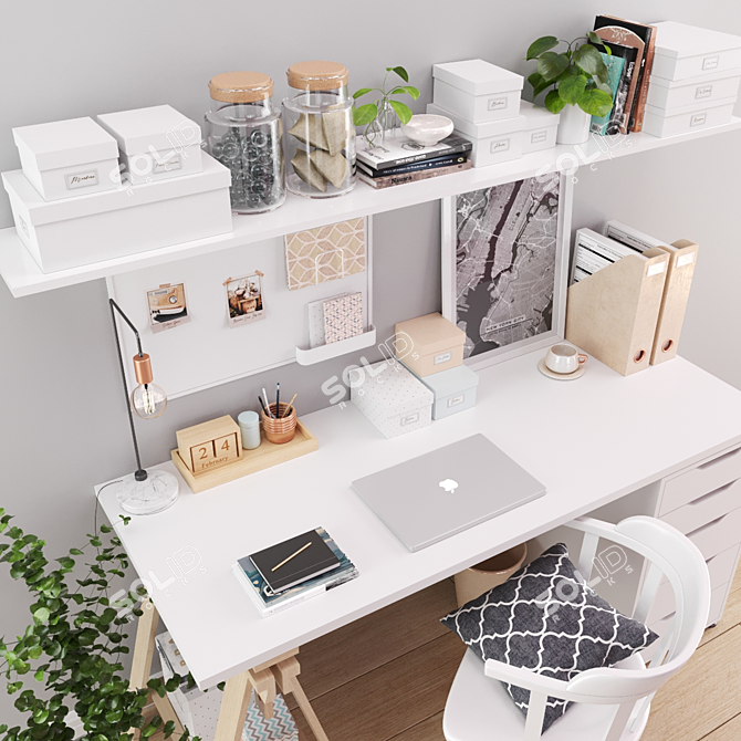 IKEA Workstation: Finnvard Table, Feodor Armchair & Accessories 3D model image 2