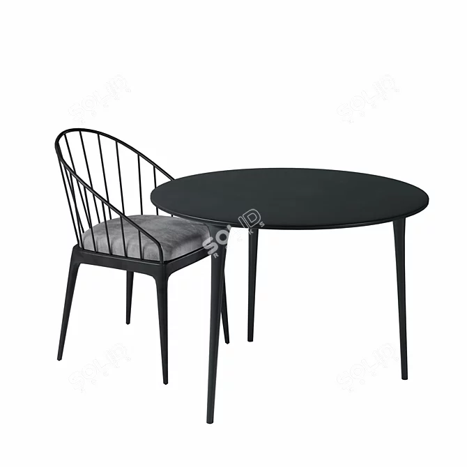 Elegant Aluminum Table Set 3D model image 3