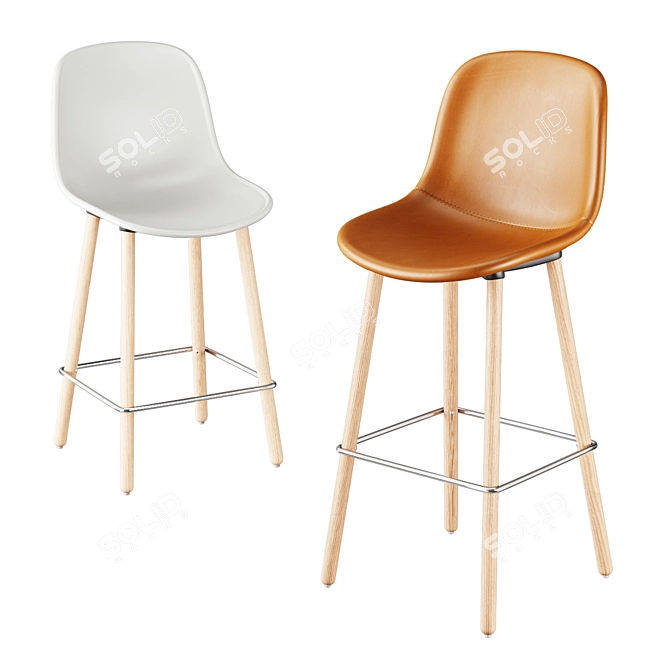 HAY NEU 12 Upholstered Bar Stool 3D model image 2