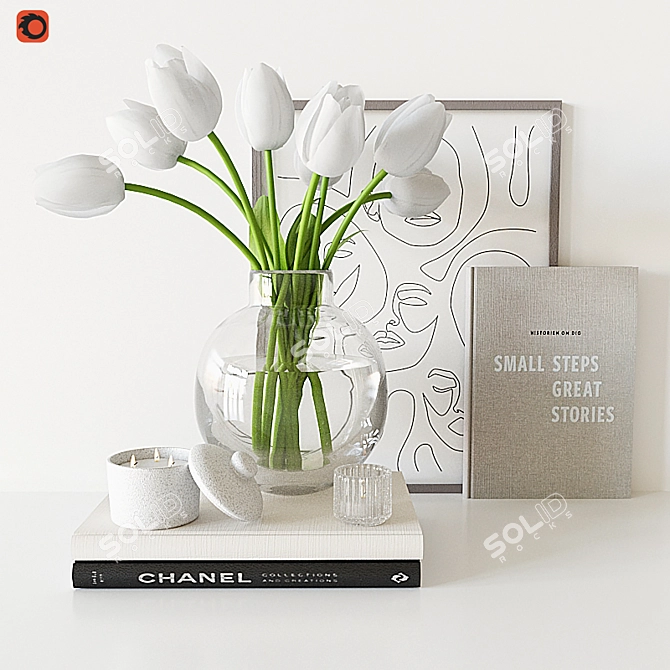 Tulip Bouquet Home Decor Set 3D model image 1