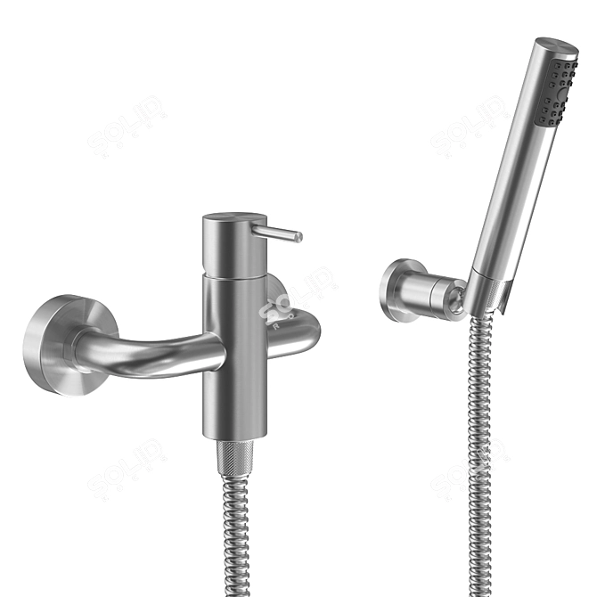 Cisal Xion Inox Shower Mixer with Handheld Shower Set 3D model image 2