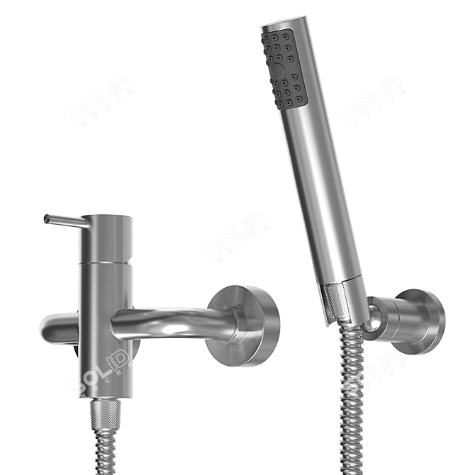 Cisal Xion Inox Shower Mixer with Handheld Shower Set 3D model image 3