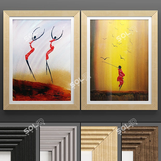 Sleek Art Frame Set: 2 Frames 4 Textures 3D model image 1