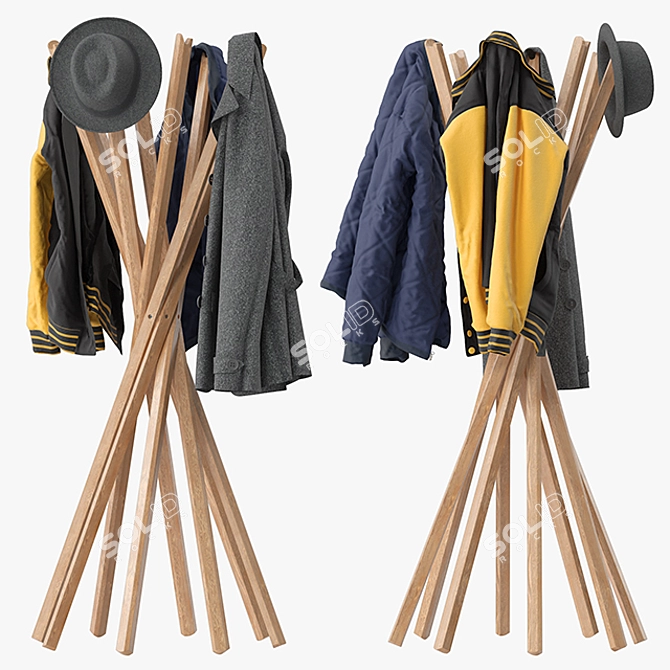 Sciangai Folding Coat Rack 3D model image 1