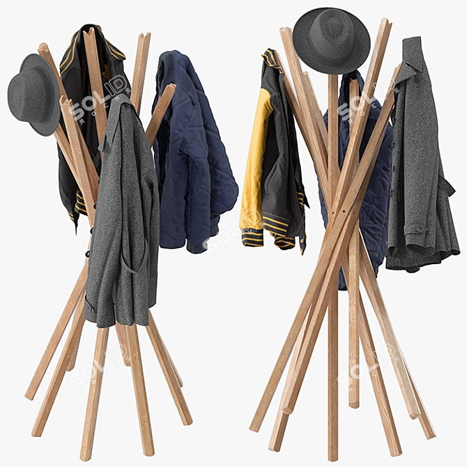 Sciangai Folding Coat Rack 3D model image 4