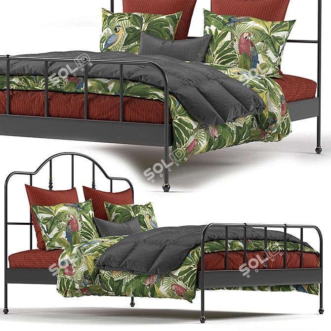 Title: Sagstua Bed: Sleek, Stylish, Space-saving 3D model image 1