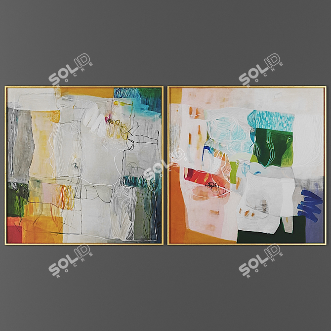 Dual Art Prints: Picture Frame Set 3D model image 1