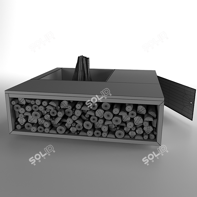 Modern Square Fire Pit with Storage Shelf - Scale Cubbi 3D model image 5