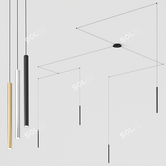 Sleek Aluminum LED Pendant 3D model image 1