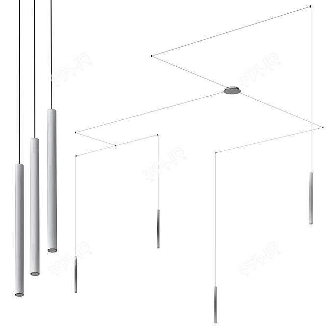 Sleek Aluminum LED Pendant 3D model image 2