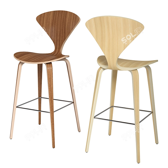 Elegant Cherner Counter Stool 3D model image 1