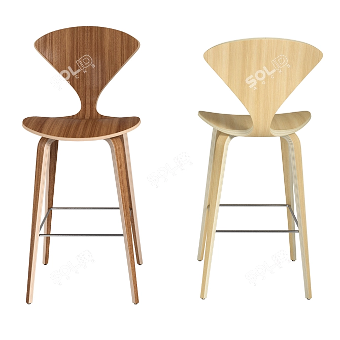 Elegant Cherner Counter Stool 3D model image 2