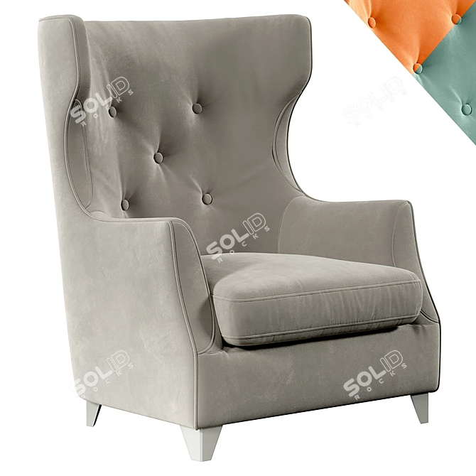 Elegant Rose Armchair 3D model image 1