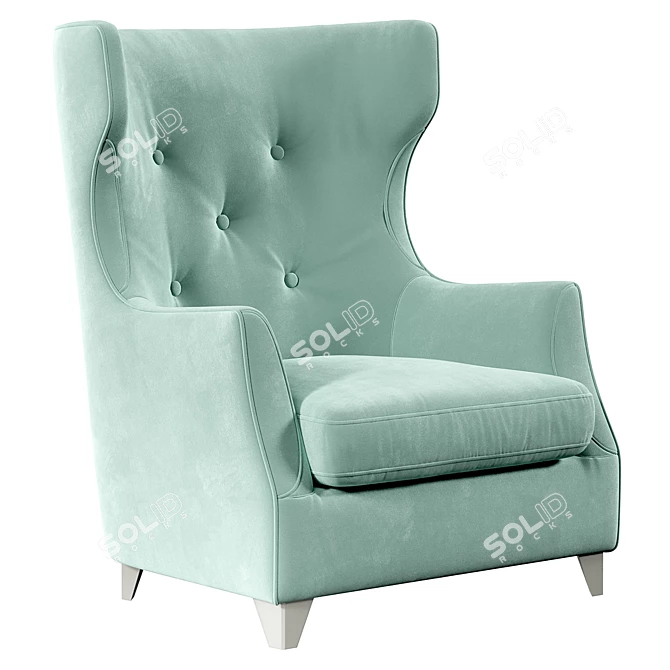 Elegant Rose Armchair 3D model image 3