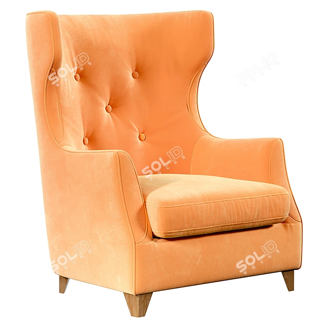 Elegant Rose Armchair 3D model image 4