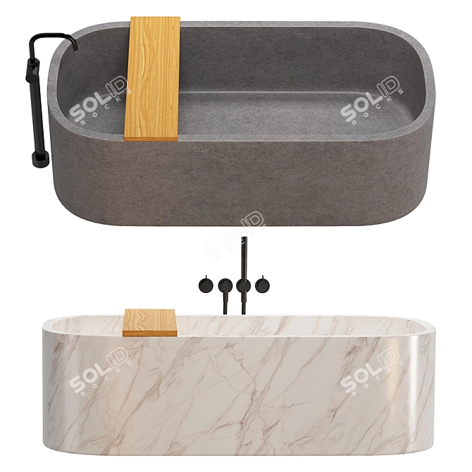 COCOON Bathtub Set: Luxury Design 3D model image 2