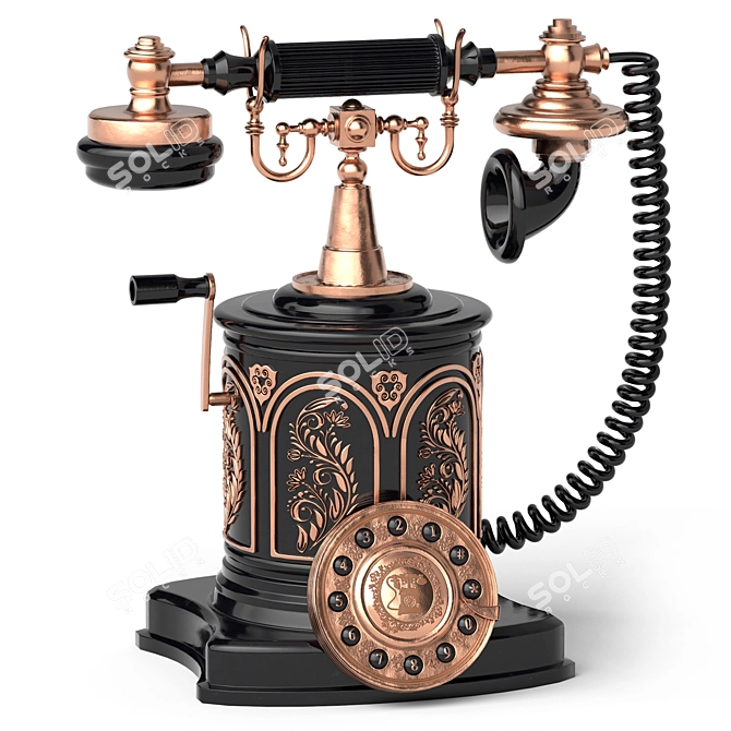 Victorian Vintage Telephone in Black 3D model image 1